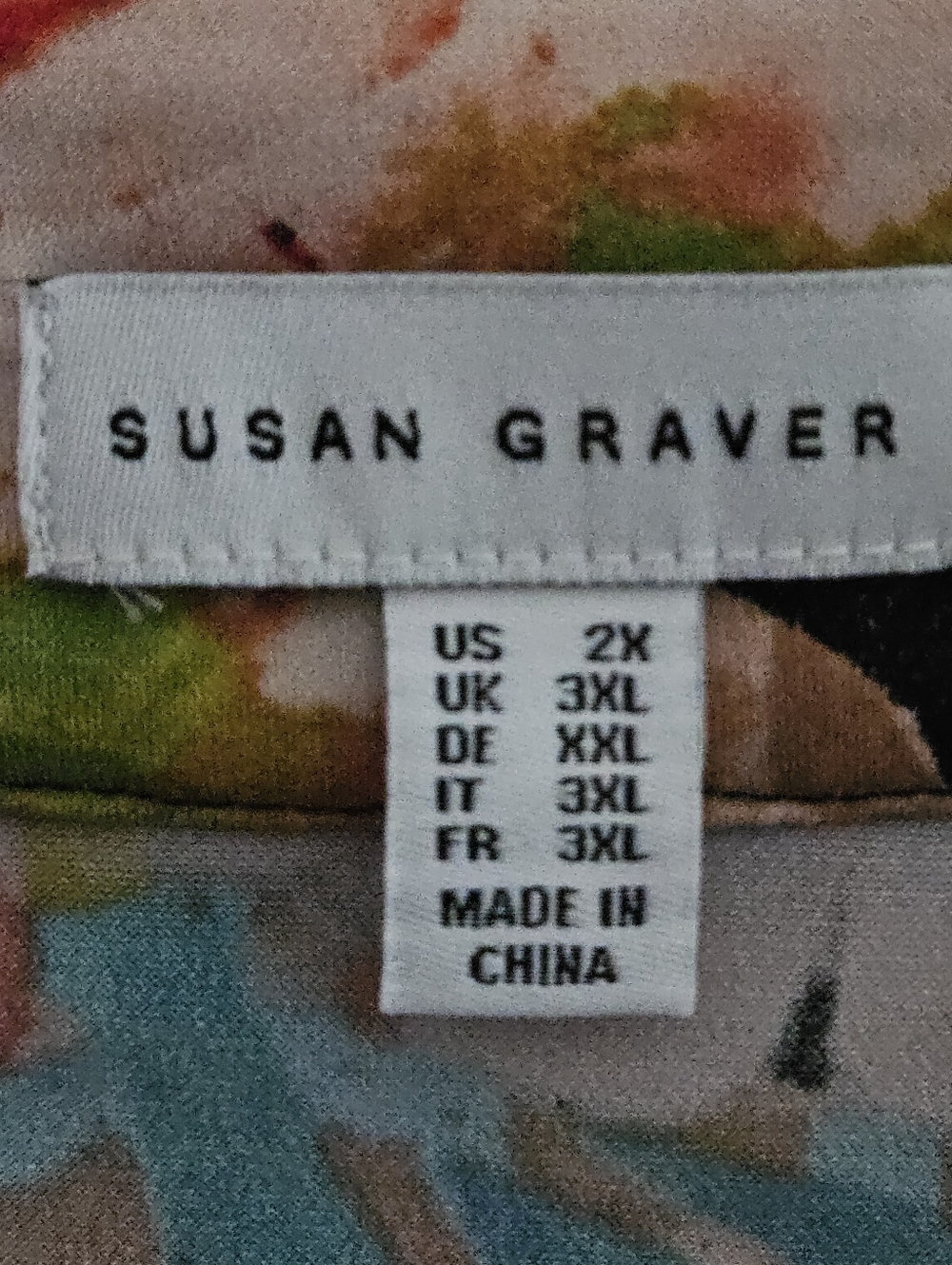 Susan Graver Black Multicolor Floral Tie-Neck Long Sleeve Top 2X - Picture 3 of 14